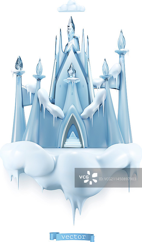 卡通风格冰雪城堡3D模型图片素材