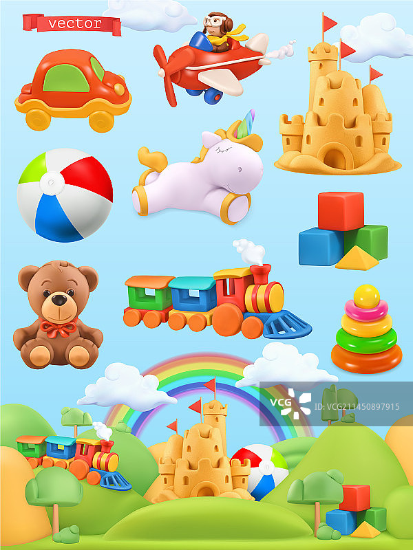 儿童玩具：3D背景橡皮泥艺术图片素材