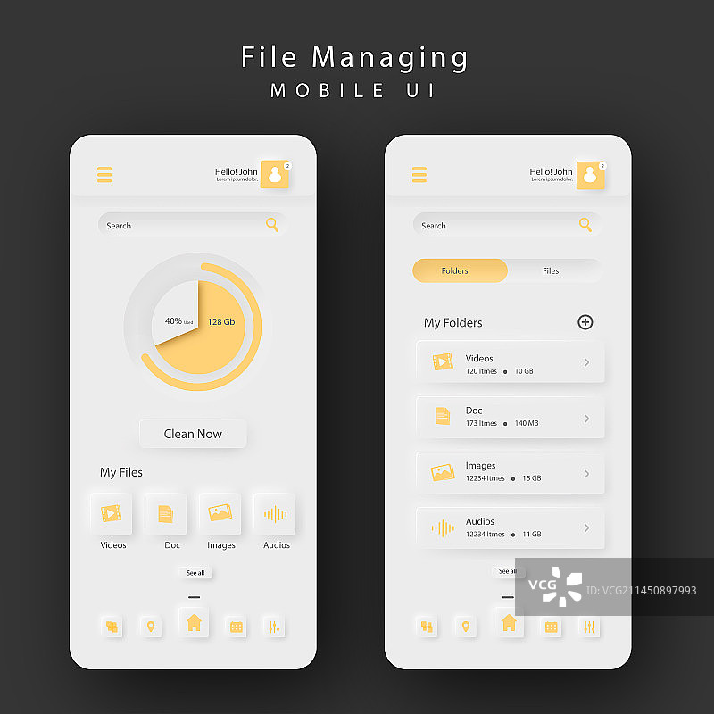 文件管理移动UI工具包模板布局图片素材