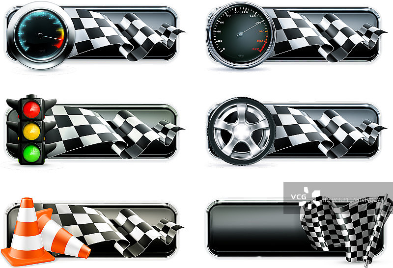 赛车横幅图案，摩托车比赛图标图片素材