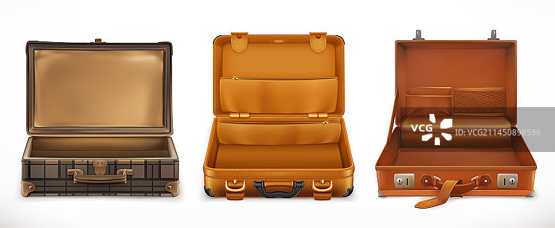 旅行打开行李箱3D图标集图片素材
