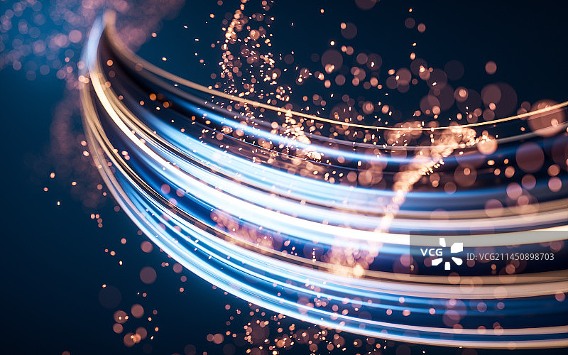 流动的曲线与粒子3D渲染图片素材