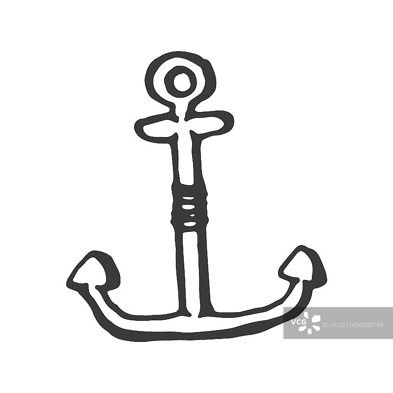 手绘海洋元素锚图片素材