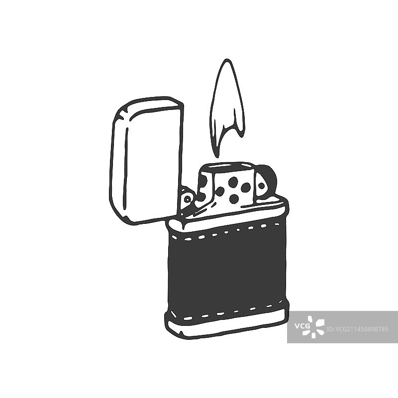手绘复古打火机元素图片素材