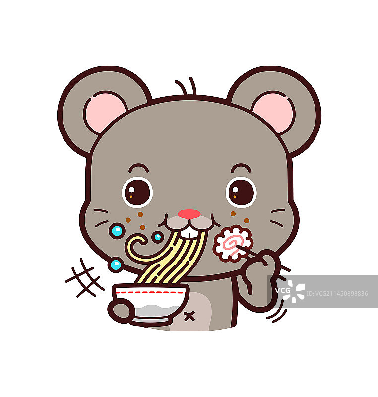 可爱的小老鼠吃拉面图片素材