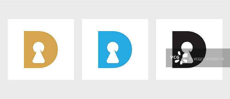 字母D钥匙锁定图标标志设计图片素材