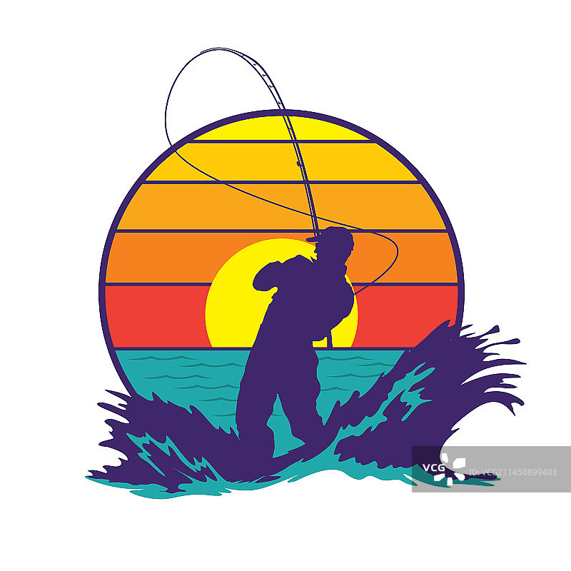 复古风格的男人钓鱼图片素材