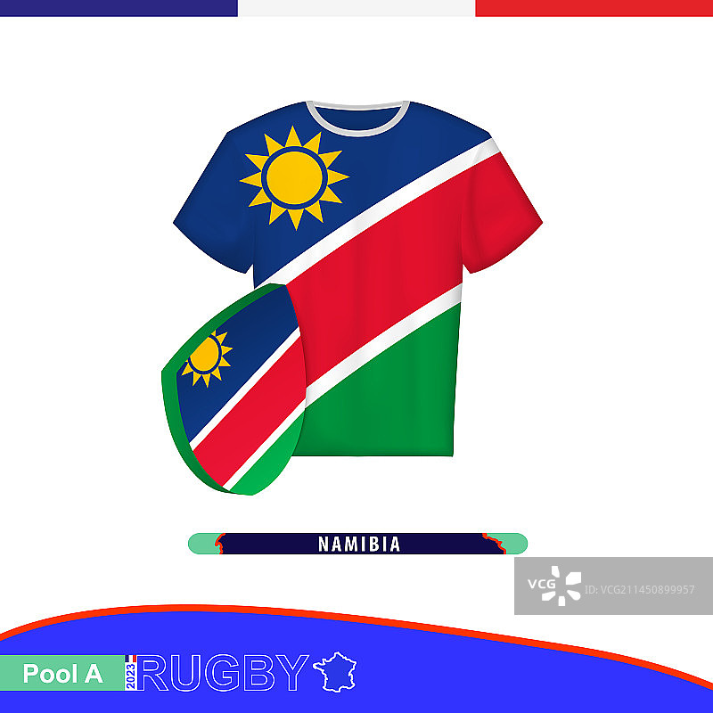 带有纳米比亚国旗的橄榄球球衣图片素材