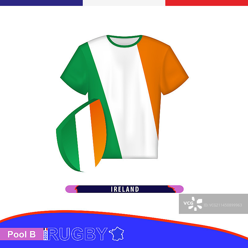 爱尔兰国家队橄榄球球衣与国旗图片素材