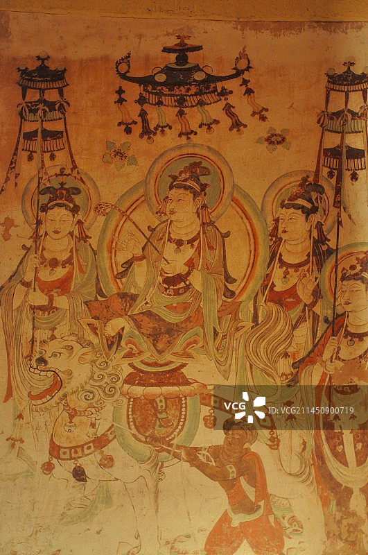 敦煌榆林窟二十五窟文殊图图片素材