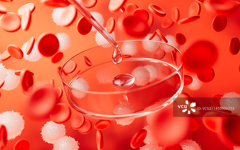 培养皿与血液细胞背景3D渲染图片素材