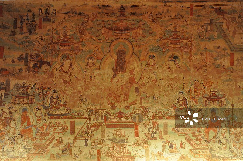 敦煌榆林窟二十五窟弥勒经变图片素材