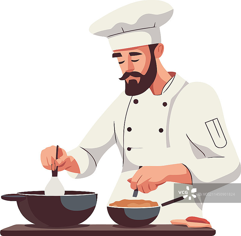 微笑的厨师准备美味甜点图片素材