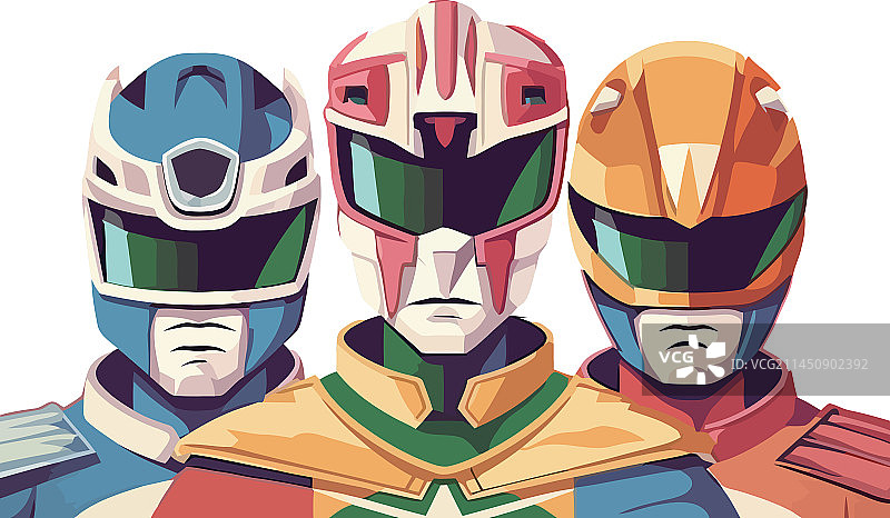 一群身穿机器人套装的英雄图片素材