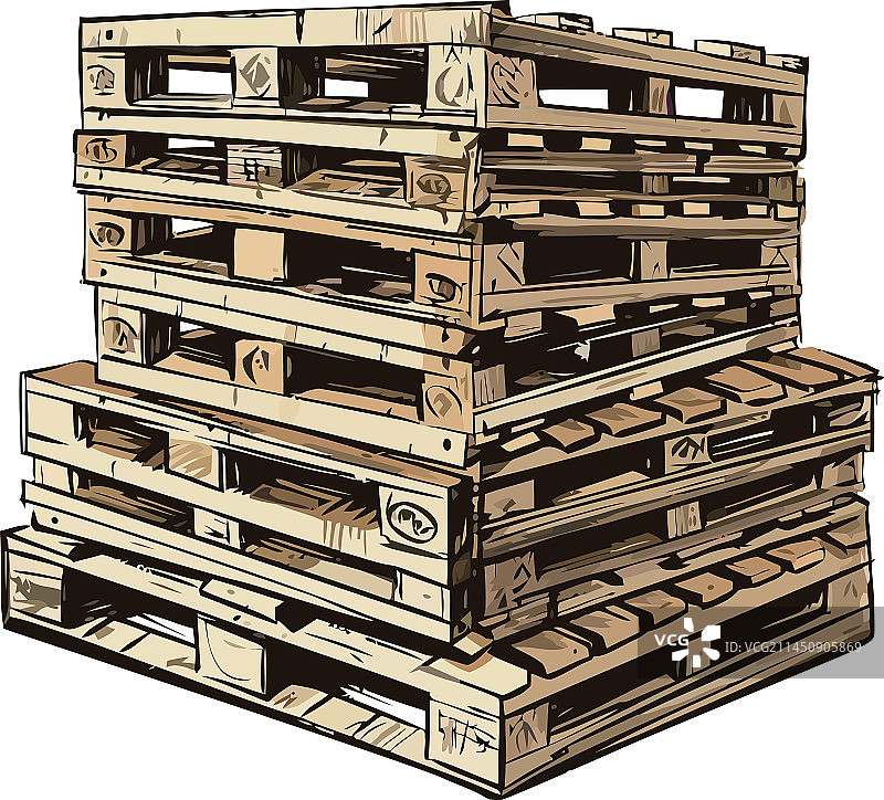 仓库中的木箱堆图片素材