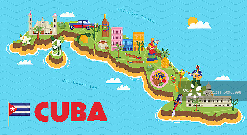 古巴地图海报图片素材