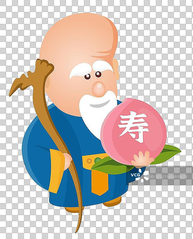 抱着桃子的寿星图片素材