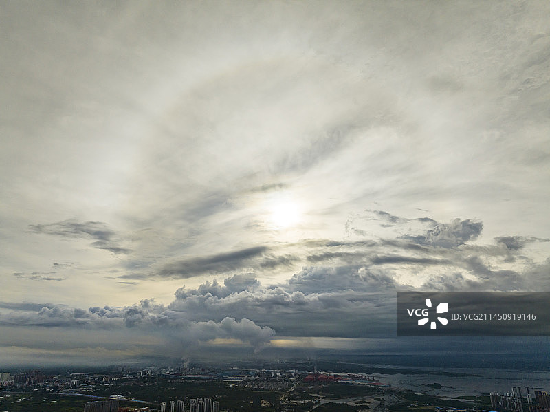 广西防城港城市风光航拍图片素材