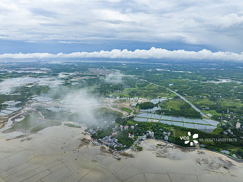 防城港市企沙镇簕山古渔村航拍图片素材