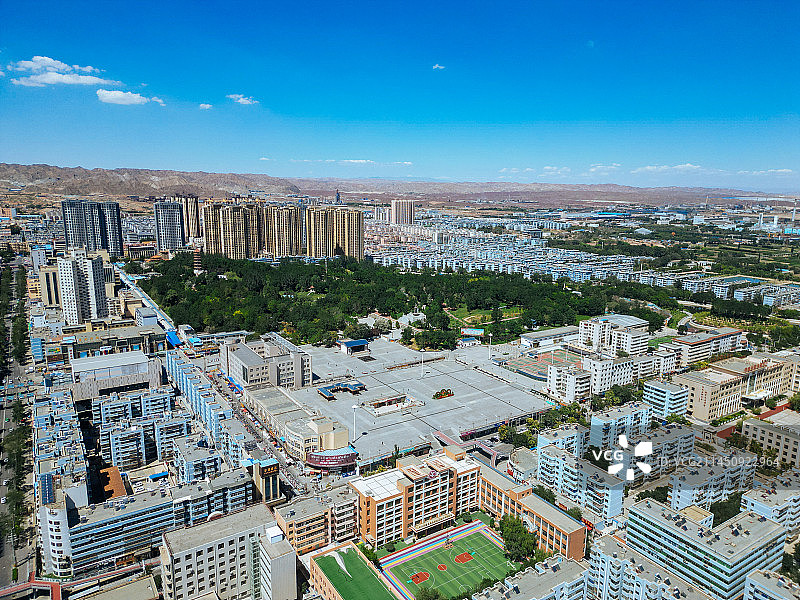 白银市 铜城商厦 金裕观澜 金鱼公园 万盛公园 地标航拍 白银区图片素材