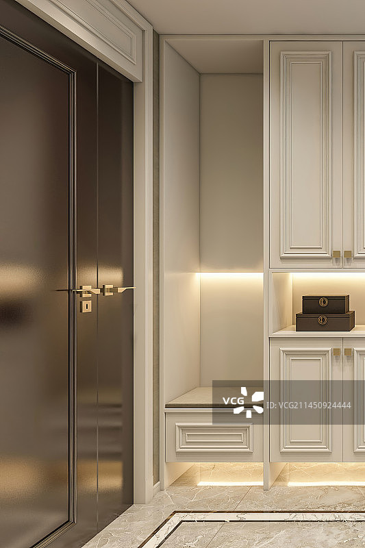 住宅入户门玄关处鞋柜图片素材