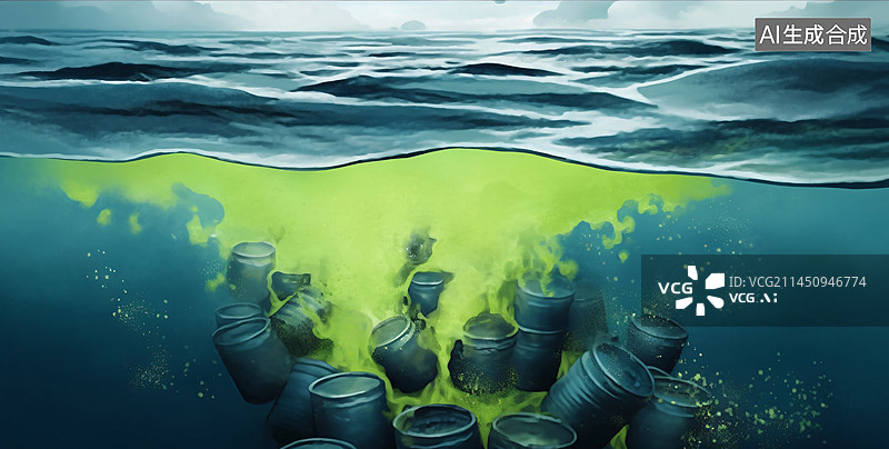 【AI数字艺术】日本核污染水排海，核污水，核辐射背景图片素材