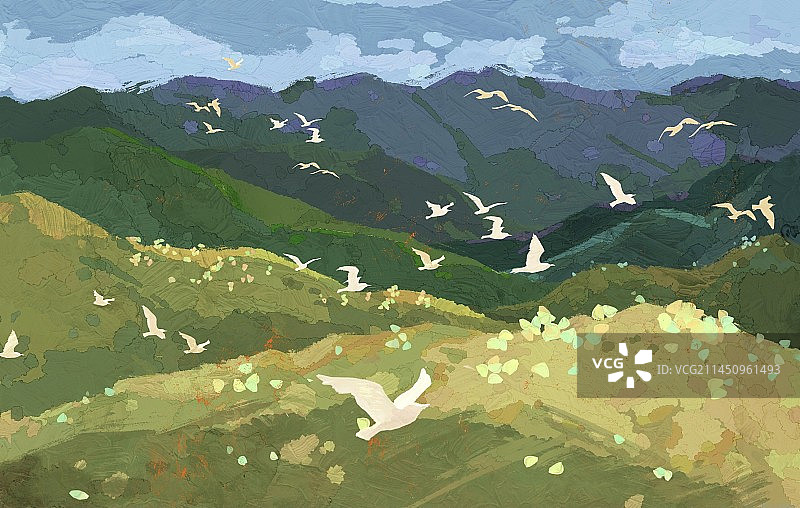 油画风小风景图片素材