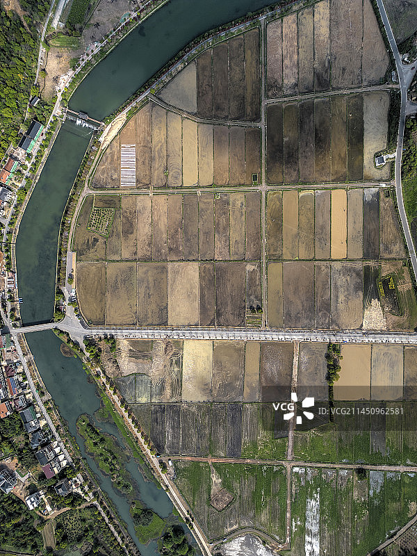 金华釜章村农田航拍图片素材