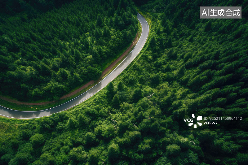 【AI数字艺术】丛森中的公路图片素材
