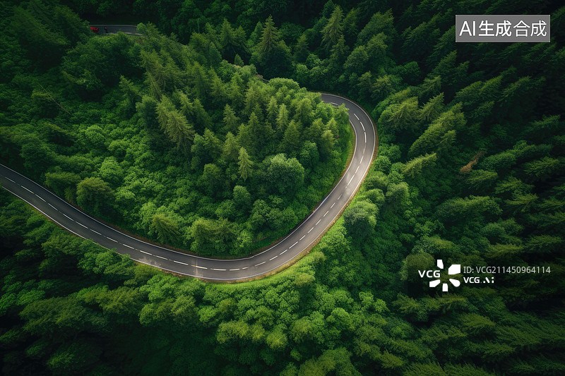 【AI数字艺术】丛森中的公路图片素材