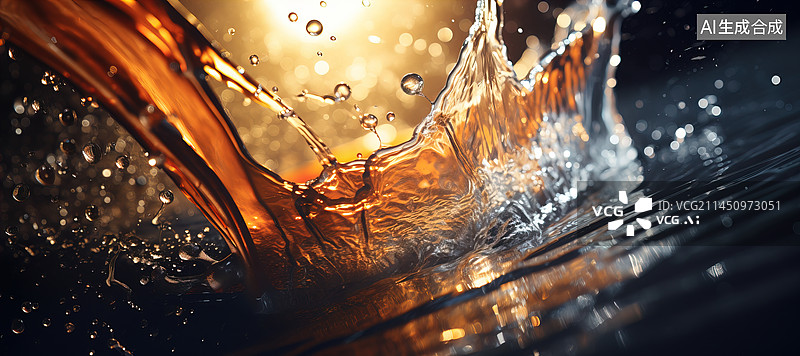 【AI数字艺术】水与光，微距高速摄影图片素材