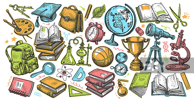 学习用品套装教育用品合集图片素材