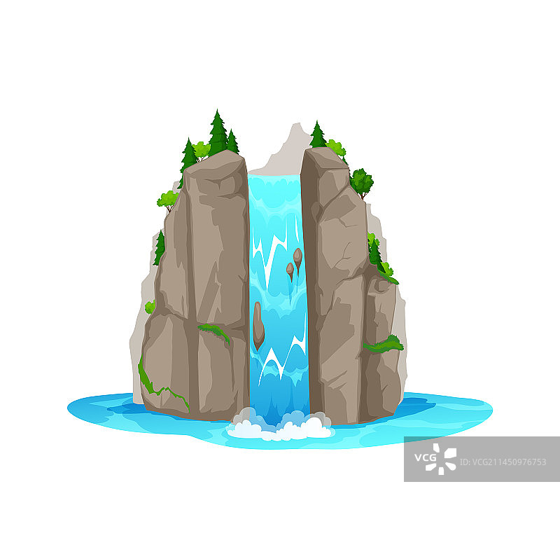 卡通瀑布和山间流水图片素材