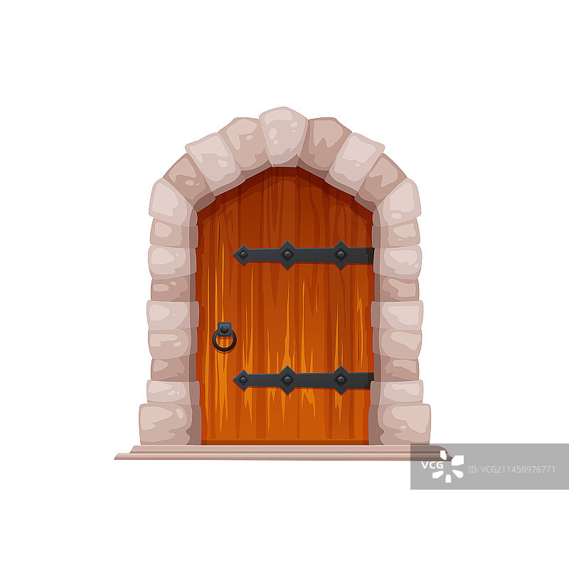 卡通中世纪城堡地牢木门图片素材