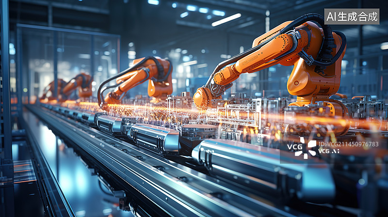 【AI数字艺术】无人车间机械自动化操作图片素材