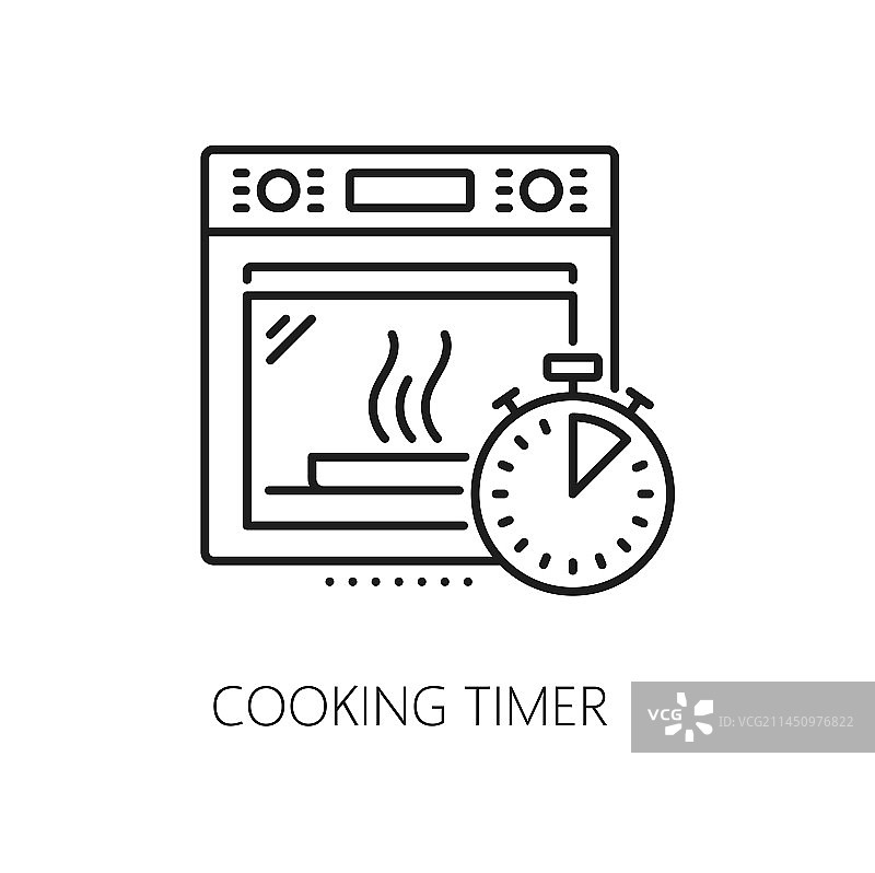 烹饪定时器和烤箱细线图标图片素材