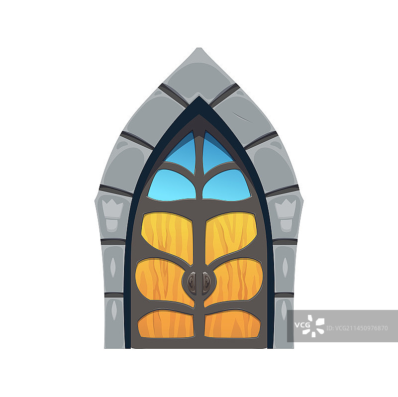 卡通中世纪城堡石拱门图片素材