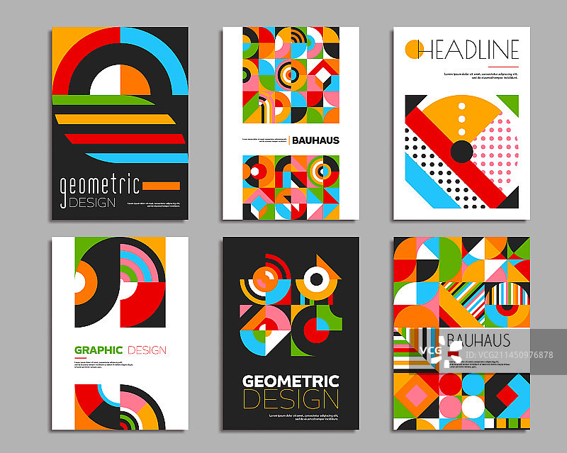 包豪斯海报与几何抽象图案图片素材