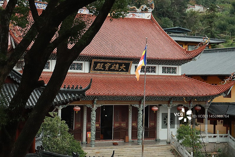 福建福州镜台山、烟霞阁、天王寺、金光禅寺、山脚下署前路街景以及俯拍视角下的宁德市区景观图片素材