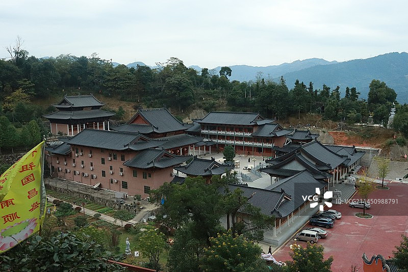 福建福州镜台山、烟霞阁、天王寺、金光禅寺、山脚下署前路街景以及俯拍视角下的宁德市区景观图片素材