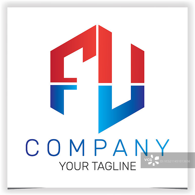 字母FU首字母六边形标志图标图片素材