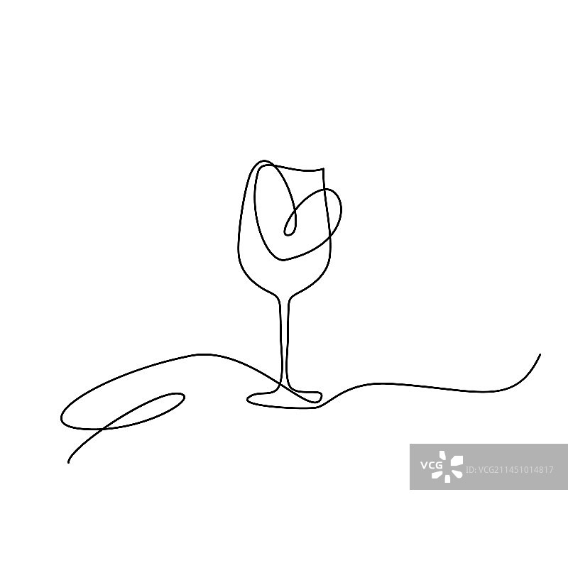 葡萄酒杯连续线条简约画图片素材