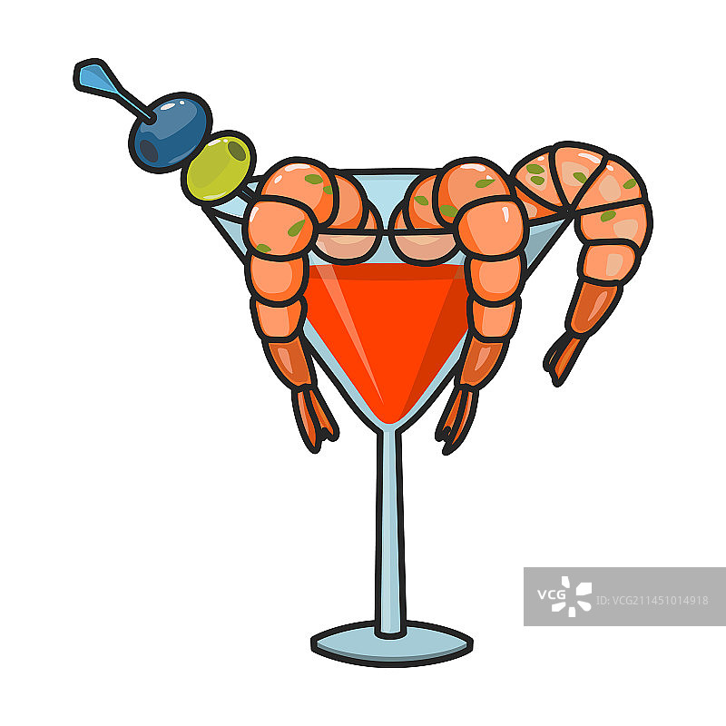 白色背景上的彩色虾图标图片素材