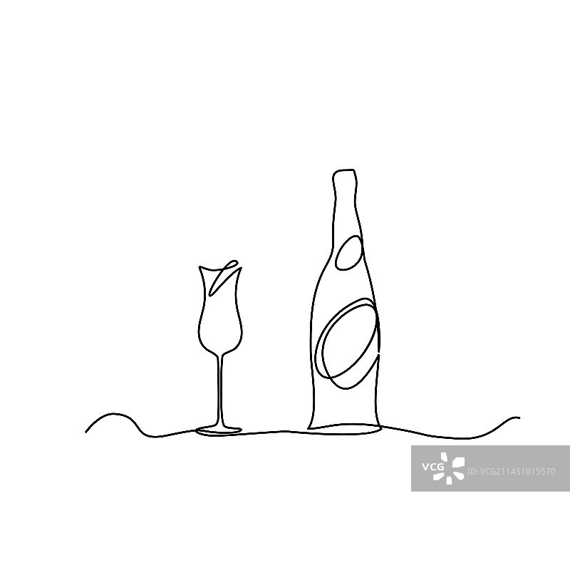 葡萄酒杯连续线条简约画图片素材
