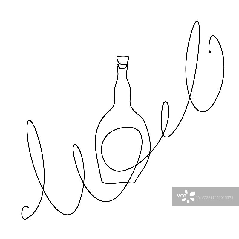 简约风格葡萄酒瓶连续线条画图片素材
