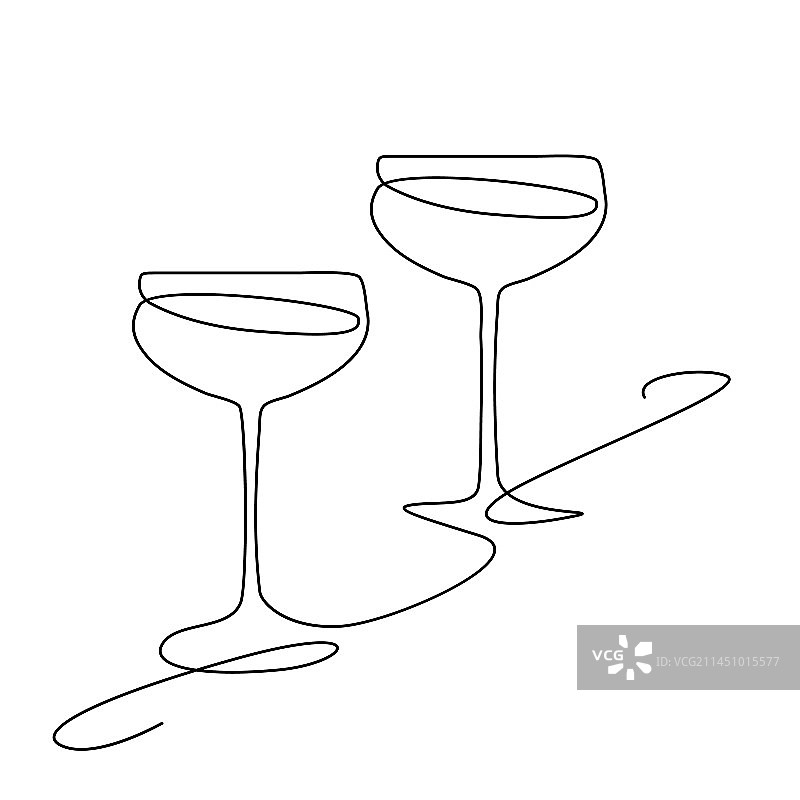 葡萄酒杯连续线条简约画图片素材