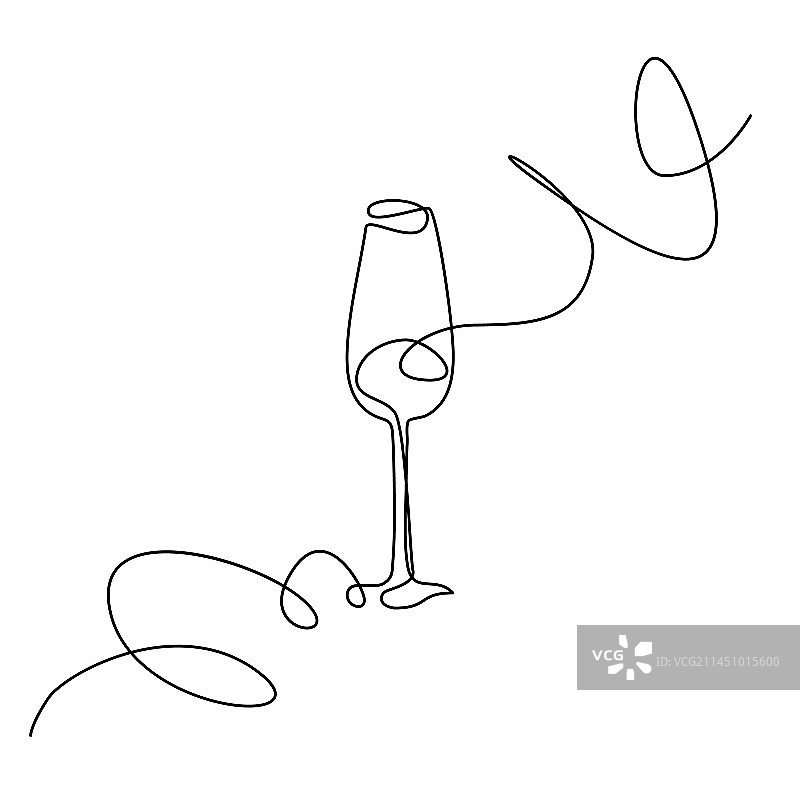 葡萄酒杯连续线条简约画图片素材