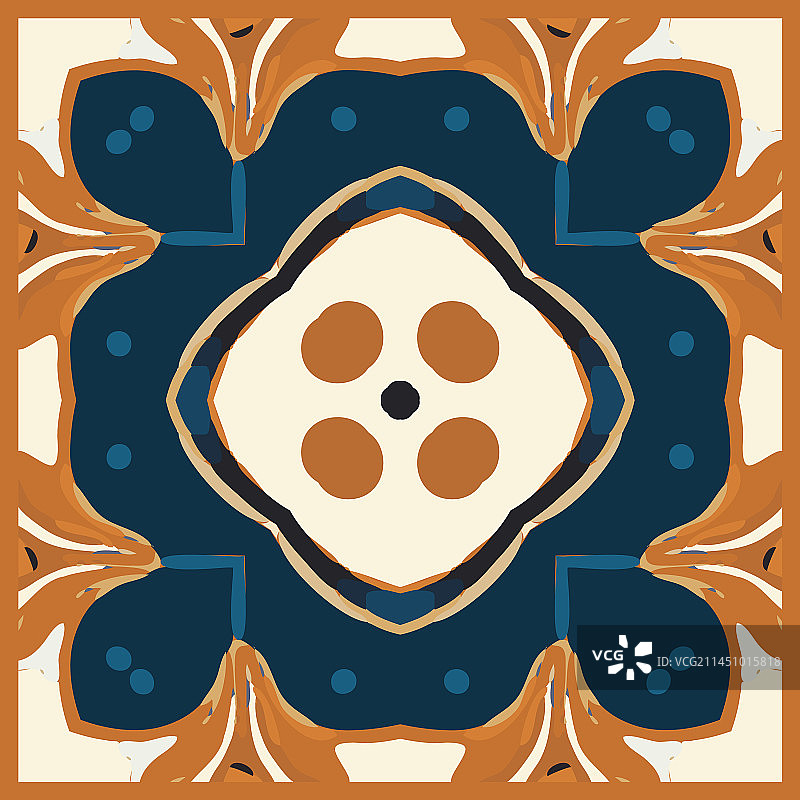 复古蓝色彩绘瓷砖背景图片素材