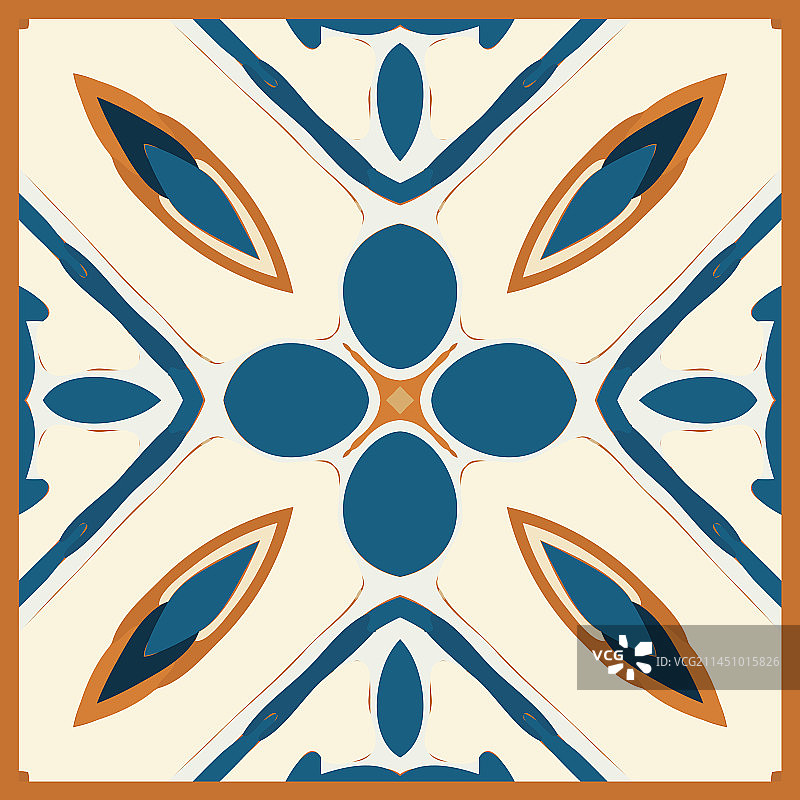 复古蓝色彩绘瓷砖背景图片素材