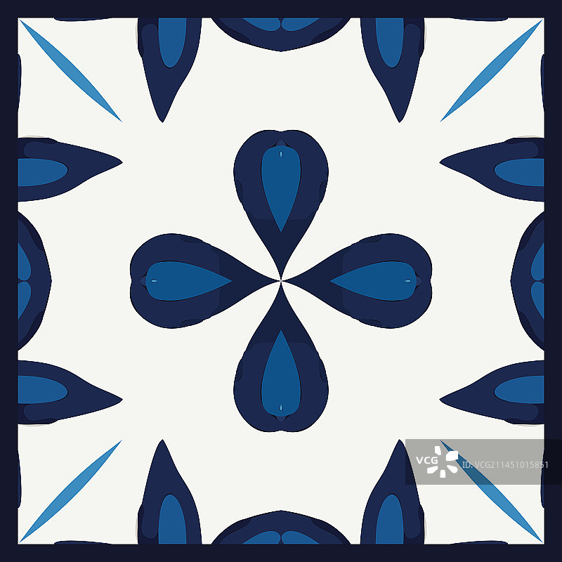 复古蓝色彩绘瓷砖背景图片素材